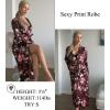 image:imageEkouaer Satin Robes for Women Long Sleeve Silk Bathrobe Soft Lightweight Full Length Sleepwear Bridesmaid Wedding Party RobesRed Floral