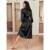 image:imageEkouaer Silk Robes for Women Long Satin Bride Bridesmaid Wedding Party Robes Lightweight Sexy Sleepwear with PocketsBlack
