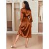 image:imageEkouaer Silk Robes for Women Long Satin Bride Bridesmaid Wedding Party Robes Lightweight Sexy Sleepwear with PocketsBrown