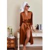 image:imageEkouaer Silk Robes for Women Long Satin Bride Bridesmaid Wedding Party Robes Lightweight Sexy Sleepwear with PocketsBrown