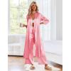 image:imageEkouaer Silk Robes for Women Long Satin Bride Bridesmaid Wedding Party Robes Lightweight Sexy Sleepwear with PocketsDeep Pink