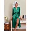image:imageEkouaer Silk Robes for Women Long Satin Bride Bridesmaid Wedding Party Robes Lightweight Sexy Sleepwear with PocketsGreen