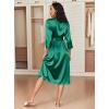 image:imageEkouaer Silk Robes for Women Long Satin Bride Bridesmaid Wedding Party Robes Lightweight Sexy Sleepwear with PocketsGreen