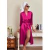 image:imageEkouaer Silk Robes for Women Long Satin Bride Bridesmaid Wedding Party Robes Lightweight Sexy Sleepwear with PocketsHot Pink