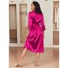 image:imageEkouaer Silk Robes for Women Long Satin Bride Bridesmaid Wedding Party Robes Lightweight Sexy Sleepwear with PocketsHot Pink