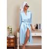 image:imageEkouaer Silk Robes for Women Long Satin Bride Bridesmaid Wedding Party Robes Lightweight Sexy Sleepwear with PocketsLight Blue