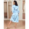 image:imageEkouaer Silk Robes for Women Long Satin Bride Bridesmaid Wedding Party Robes Lightweight Sexy Sleepwear with PocketsLight Blue