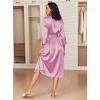 image:imageEkouaer Silk Robes for Women Long Satin Bride Bridesmaid Wedding Party Robes Lightweight Sexy Sleepwear with PocketsRose