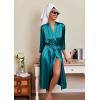 image:imageEkouaer Silk Robes for Women Long Satin Bride Bridesmaid Wedding Party Robes Lightweight Sexy Sleepwear with PocketsTeal