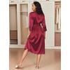 image:imageEkouaer Silk Robes for Women Long Satin Bride Bridesmaid Wedding Party Robes Lightweight Sexy Sleepwear with PocketsWine Red