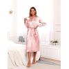 image:imageEkouaer Silk Robes for Women Long Sleeve Satin Bathrobe Soft Lightweight Full Length Sleepwear with Pockets Bridesmaid Wedding Party Robes Pink XL