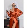 image:imageEkouaer Silk Robes for Women Shawl Collar Satin Bathrobe Long Bride Wedding Party Robe Lightweight Sexy Sleepwear SXXLBurnt Orange