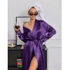 image:imageEkouaer Silk Robes for Women Shawl Collar Satin Bathrobe Long Bride Wedding Party Robe Lightweight Sexy Sleepwear SXXLDeep Purple