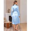 image:imageEkouaer Silk Robes for Women Shawl Collar Satin Bathrobe Long Bride Wedding Party Robe Lightweight Sexy Sleepwear SXXLLight Blue