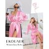 image:imageEkouaer Silk Robes for Women Shawl Collar Satin Bathrobe Long Bride Wedding Party Robe Lightweight Sexy Sleepwear SXXLLight Pink