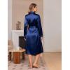 image:imageEkouaer Silk Robes for Women Shawl Collar Satin Bathrobe Long Bride Wedding Party Robe Lightweight Sexy Sleepwear SXXLNavy Blue