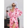 image:imageEkouaer Silk Robes for Women Shawl Collar Satin Bathrobe Long Bride Wedding Party Robe Lightweight Sexy Sleepwear SXXLPink Bow Tie