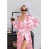 image:imageEkouaer Silk Robes for Women Shawl Collar Satin Bathrobe Long Bride Wedding Party Robe Lightweight Sexy Sleepwear SXXLPink Love