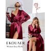 image:imageEkouaer Silk Robes for Women Shawl Collar Satin Bathrobe Long Bride Wedding Party Robe Lightweight Sexy Sleepwear SXXLWine Red