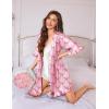 image:imageEkouaer Silk Robes for Women Short Lightweight Bathrobe Ruffled Satin Kimono Robes Sexy Bride Bridesmaid SleepwearBow Pink