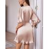 image:imageEkouaer Silk Robes for Women Short Lightweight Bathrobe Ruffled Satin Kimono Robes Sexy Bride Bridesmaid SleepwearChampagne