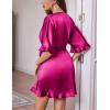image:imageEkouaer Silk Robes for Women Short Lightweight Bathrobe Ruffled Satin Kimono Robes Sexy Bride Bridesmaid SleepwearHot Pink