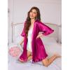 image:imageEkouaer Silk Robes for Women Short Lightweight Bathrobe Ruffled Satin Kimono Robes Sexy Bride Bridesmaid SleepwearHot Pink