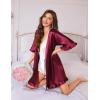image:imageEkouaer Silk Robes for Women Short Lightweight Bathrobe Ruffled Satin Kimono Robes Sexy Bride Bridesmaid SleepwearWine Red