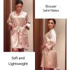 image:imageEkouaer Silky Robes for Women Satin Knee Length Bride Bridesmaid Wedding Party 34 Sleeve Bathrobe Lightweight Sexy Sleepwear with Pockets Champagne S