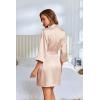 image:imageEkouaer Silky Robes for Women Satin Knee Length Bride Bridesmaid Wedding Party 34 Sleeve Bathrobe Lightweight Sexy Sleepwear with Pockets Champagne S