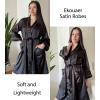 image:imageEkouaer Silky Robes for Women Satin Knee Length Bride Bridesmaid Wedding Party Bathrobe Lightweight Sleepwear with PocketsBlack