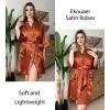image:imageEkouaer Silky Robes for Women Satin Knee Length Bride Bridesmaid Wedding Party Bathrobe Lightweight Sleepwear with PocketsBrown