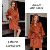 image:imageEkouaer Silky Robes for Women Satin Knee Length Bride Bridesmaid Wedding Party Bathrobe Lightweight Sleepwear with PocketsBrown