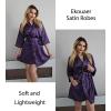 image:imageEkouaer Silky Robes for Women Satin Knee Length Bride Bridesmaid Wedding Party Bathrobe Lightweight Sleepwear with PocketsDeep Purple