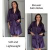 image:imageEkouaer Silky Robes for Women Satin Knee Length Bride Bridesmaid Wedding Party Bathrobe Lightweight Sleepwear with PocketsDeep Purple