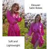 image:imageEkouaer Silky Robes for Women Satin Knee Length Bride Bridesmaid Wedding Party Bathrobe Lightweight Sleepwear with PocketsHot Pink