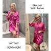 image:imageEkouaer Silky Robes for Women Satin Knee Length Bride Bridesmaid Wedding Party Bathrobe Lightweight Sleepwear with PocketsHot Pink