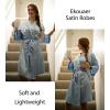 image:imageEkouaer Silky Robes for Women Satin Knee Length Bride Bridesmaid Wedding Party Bathrobe Lightweight Sleepwear with PocketsLight Blue