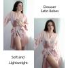 image:imageEkouaer Silky Robes for Women Satin Knee Length Bride Bridesmaid Wedding Party Bathrobe Lightweight Sleepwear with PocketsPink