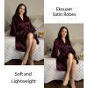 image:imageEkouaer Silky Robes for Women Satin Knee Length Bride Bridesmaid Wedding Party Bathrobe Lightweight Sleepwear with PocketsWine Red