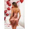 image:imageEkouaer Sleepwear Womens Satin Nightgown with Robes Set 2 Piece Sexy Lace Cami NightwearBrown