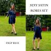 image:imageEkouaer Sleepwear Womens Satin Nightgown with Robes Set 2 Piece Sexy Lace Cami NightwearDeep Blue