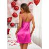 image:imageEkouaer Sleepwear Womens Satin Nightgown with Robes Set 2 Piece Sexy Lace Cami NightwearHot Pink