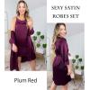 image:imageEkouaer Sleepwear Womens Satin Nightgown with Robes Set 2 Piece Sexy Lace Cami NightwearPlum Red