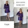 image:imageEkouaer Sleepwear Womens Satin Nightgown with Robes Set 2 Piece Sexy Lace Cami NightwearPurple