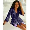 image:imageEkouaer Sleepwear Womens Satin Nightgown with Robes Set 2 Piece Sexy Lace Cami NightwearPurple Floral