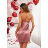 image:imageEkouaer Sleepwear Womens Satin Nightgown with Robes Set 2 Piece Sexy Lace Cami NightwearPurplish Red