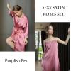 image:imageEkouaer Sleepwear Womens Satin Nightgown with Robes Set 2 Piece Sexy Lace Cami NightwearPurplish Red