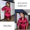 image:imageEkouaer Sleepwear Womens Satin Nightgown with Robes Set 2 Piece Sexy Lace Cami NightwearWine Red