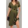 image:imageEkouaer Women Short Sleeve Maternity Nursing Dress Casual V Neck Breastfeeding Loungewear Ribbed Knit Pregnancy Dresses SXXLArmy Green